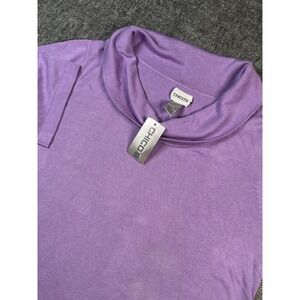 CHICO'S Purple Cowl Neck SS Top XL  Silk Blend ‎ Luxury Comfort Casual New
